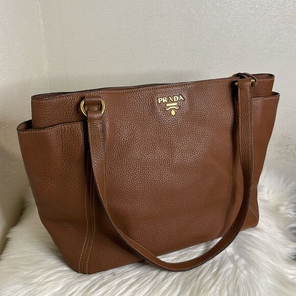 💯Authentic PRADA Vitello Daino Double Pocket Tote🍀 - Picture 4 of 16